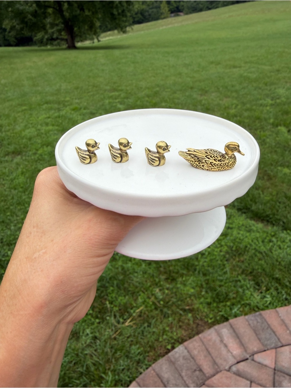 Set of 4 Miniature Brass Duck Family
